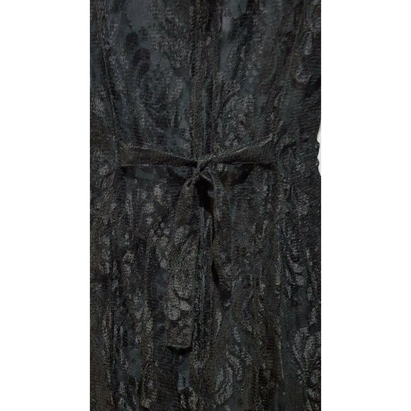 Vintage Lace Dress 10P Beaded Black Lined Zip Gothic Wedding Goth Tea Length - Picture 4 of 11